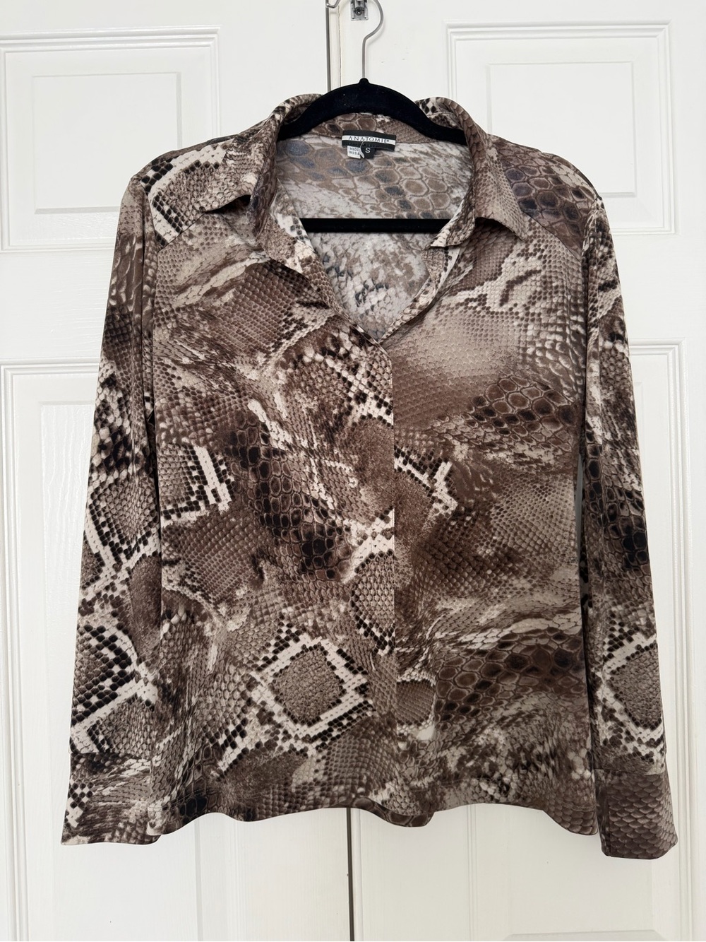 Anatomie Brown Snake-Print Button Down Shirt